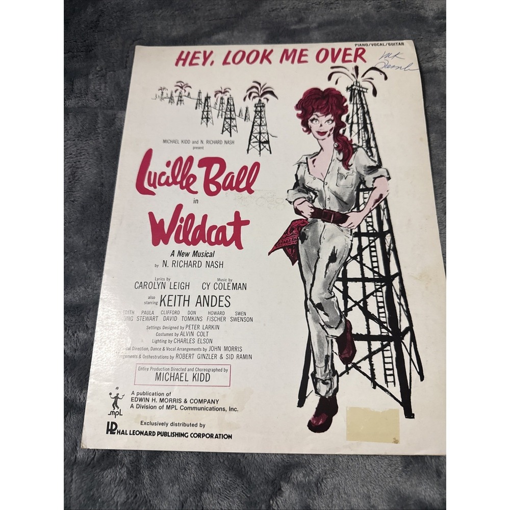song sheet HEY LOOK ME OVER from musical "WILDCAT" Lucille Ball 1960